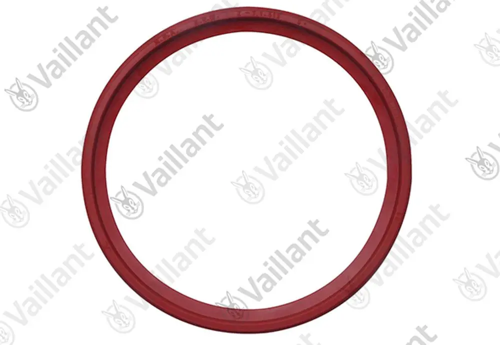 Roter Silikondichtring von Vaillant für Abgasleitungen, rund und ohne erkennbare Maße, mit flacher Oberfläche.